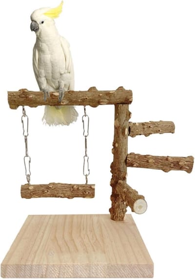 Houten Speelstand voor Papegaaien, Parakeets en Vinken - Ideaal voor Vogelvermaak en Activiteit