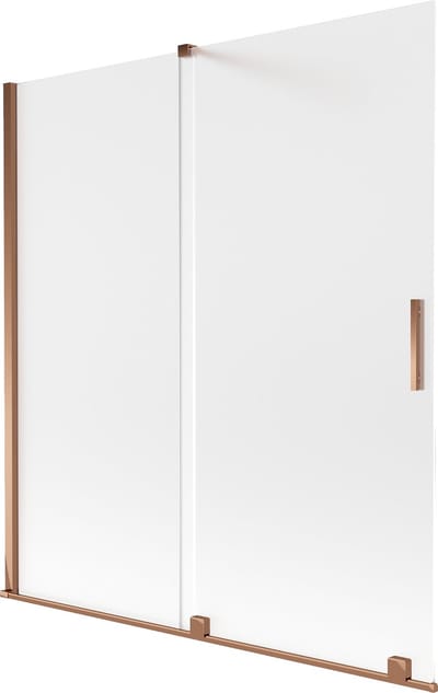 Mexen Velar badwand tweedelige schuifwand 150 x 150 cm, ijsglas, roze goud - 896-150-000-31-60