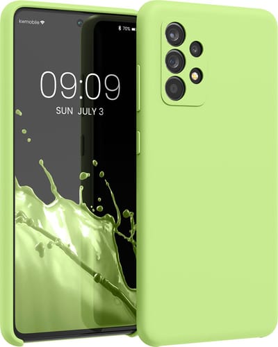 kwmobile telefoonhoesje geschikt voor Samsung Galaxy A52 / A52 5G / A52s 5G - Hoesje met siliconen coating - Smartphone case in groene tomaat