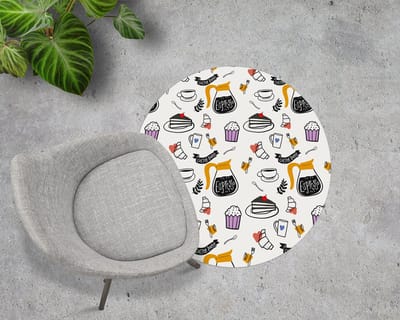 Coloray Vloerbeschermer - Koffieliefhebbers Stoel Mat - 100x100 cm - Veelkleurig Vloerbeschermer Groot - Vloerbeschermer Bureaustoel Tapijt - PVC Vloerbeschermer - Ronde Mat - Abstracties Thema