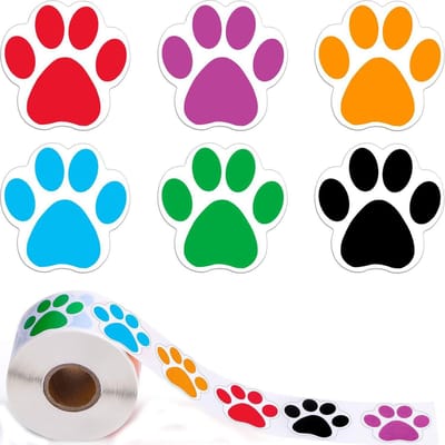 Dailygoods - Muursticker Hondenpootjes - Stickers voor Kinderen - 500 Stuks - Kleurrijke Pootafdrukken - Perfect voor Decoratie