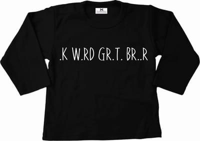 Shirt grote broer-zwart-.k w.rd gr.t. br..r-bekendmaking zwangerschap-Maat 80