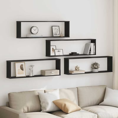 vidaXL - Wandrekken - Kubusvormige - 4 - st - 100x15x30 - cm - spaanplaat - zwart