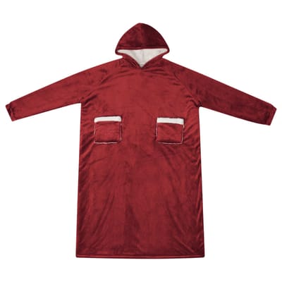 vidaXL Deken hoodie Bordeaux Rood M Fleece en Flanel