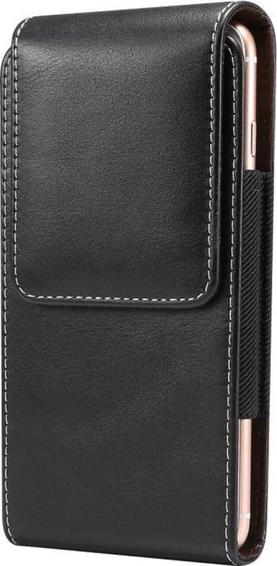 Leren flip tasje hoesje - Bevestiging broek riem - Telefoonhoesje geschikt voor Samsung Galaxy A12