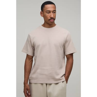 Essentieel Regular Fit Wafel T-shirt | Stone | Size XS