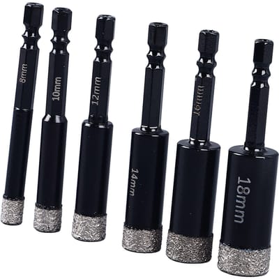 6-delige Droge Diamant Boorbeitel Set 8 10 12 14 16 18 mm Zeskant Schacht Tegel Boorbeitel Set voor Marmer Beton