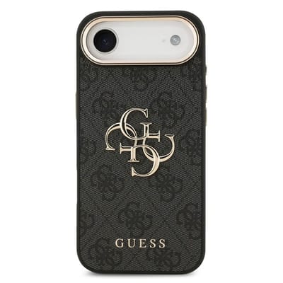 Guess 4G Metal Logo Backcover voor de Apple iPhone Air - Gold Edge - Black