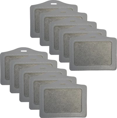 Fako Bijoux - Badgehouder - PU Leder - Kunstleer - Horizontaal - Grijs - 10 Stuks