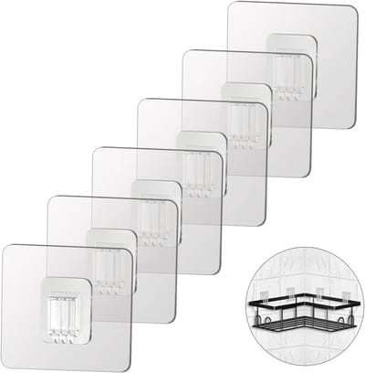 Famanu – Vervangende klevende haken voor douchecaddy, set van 6 stuks, transparante haken voor badkamer en keuken