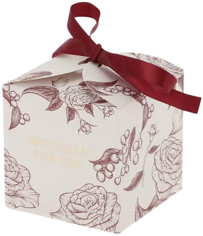 SnelShoppen - 20 Geschenkdozen met Rood Lint voor Bruiloften en Verjaardagen, 7 x 7 x 7 cm | Stevig Karton 300 g, Voorgevouwen en Recyclebaar