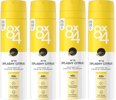 8x4 Deo Spray - No.16 Splashy Citrus 4 x 150 ml - Voordeelverpakking