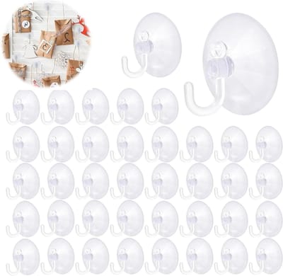 Extra sterke zuignap haken - 40 mm diameter - Transparante silicone wandhaken voor badkamer, keuken en tegels - Ideaal voor glas en ramen