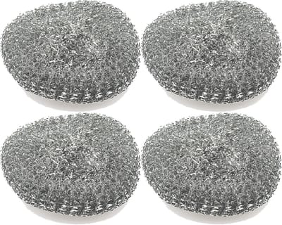 Draadschuurspons set - Metalen reinigers - Keuken schoonmaken - Roestvrij staal - 4 stuks - Zilverkleurig