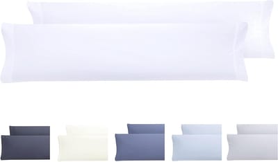 Famanu - Set van 2 kussenslopen, microvezel, extra zacht, hypoallergeen, set van 2-120 x 40 cm, wit