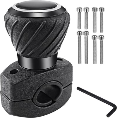 Draaibare Stuurknop - Stuurhulp - Moeiteloos Sturen - Universele Pasvorm - 8 cm Diep - Zwart