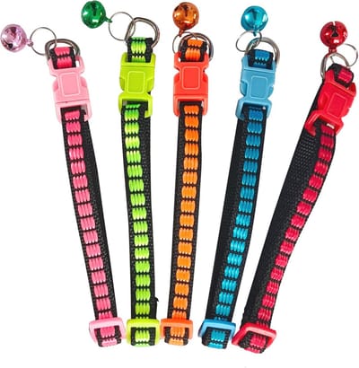 Verstelbare kattenhalsband met belletjes - 5 stuks in heldere kleuren voor huiskatten