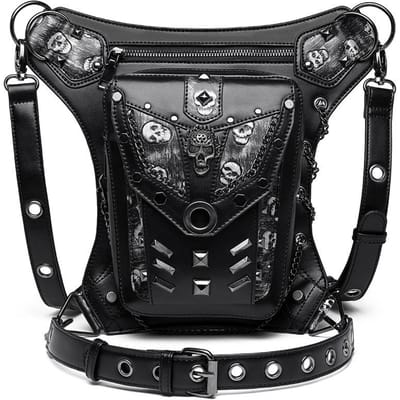 Europese en Amerikaanse Punk Kettingtas, Schedel Motorfiets, Vrouw, Schoudertas Crossbodytas, Heuptas, Man gray