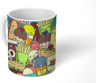 Mok - Koffiemok - Kawaii - Patronen - Fast Food - Mokken - 350 ML - Beker - Koffiemokken - Theemok