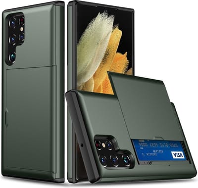 Coverup Hoesje - Geschikt voor Samsung Galaxy S25 Ultra Hoesje - Coverup Hybrid Card Slider Back Cover - Army Green