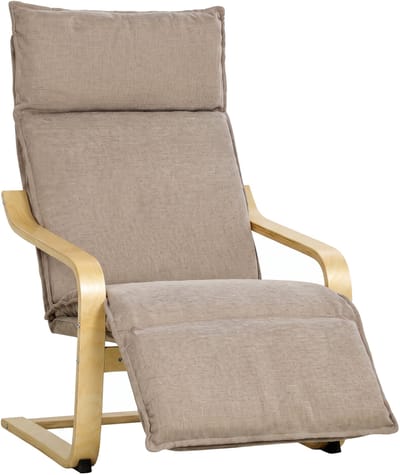 Sillón de Lectura - Butaca de Salón con Reposapiés - Sillón Acolchado de Doble Capa - Sillón Resistente hasta 120 kg - 55 cm - Movimiento de Balanceo - Para Salón BruinBruin