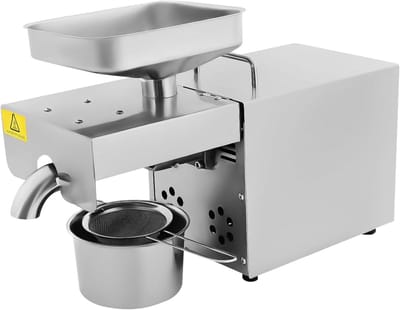 Automatische Oliepers - Oliemolen Elektrisch - Gezonde Olie Maken - Roestvrij Staal - 2 kg Capaciteit - Zilver