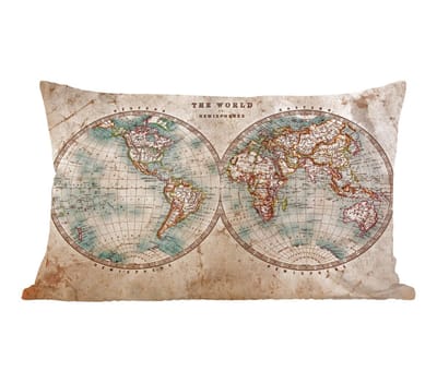 Sierkussens - Kussen - Historische Wereldkaart oud - 50x30 cm - Kussen van katoen