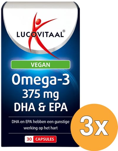 3x Lucovitaal Omega 3 375mg EPA & DHA Vegan (30 capsules)