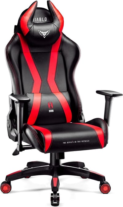 DIABLO CHAIRS - Gaming stoel X-Horn 2.0 Bureaustoel verstelbaar - Normale maat - Zwart / Rood