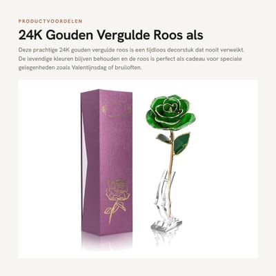 Dailygoods- Gouden Roos 24K Verguld - Eeuwige Bloem - Uniek Decor - Geschenkpakket - Onderhoudsvriendelijk - Realistische Bloemvorm
