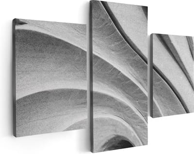 Artaza Canvas Schilderij Drieluik Abstracte Kunst Gestreepte Stenen in het Grijs - 90x60 - Foto Op Canvas - Canvas Print