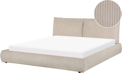 VINAY - Tweepersoonsbed - Taupe - 180 x 200 cm - Corduroy