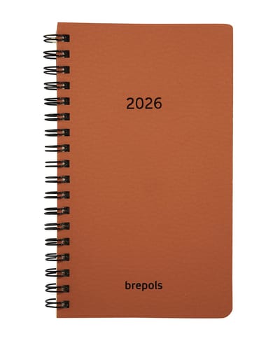 Brepols agenda 2026 - INTERPLAN [0.736] - CALVI - Agenda - 1 week op 2 pagina's - Weekoverzicht - Wire-O - Oranje - 9 x 16 cm