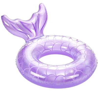 Opblaasbare drijfmat in de vorm van een vissenstaart, een schattige strand- en zwemboei, geschikt voor kinderen.