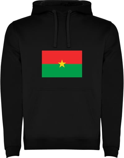Zwarte Hoodie met Wereldse vlag land Burkina Faso Full Color Maat M