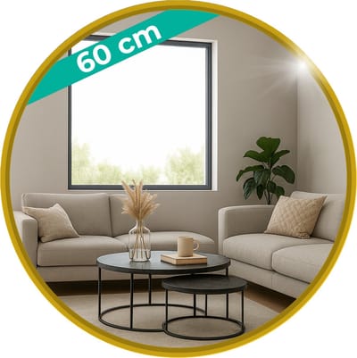HSXL - Spiegels - Ronde Spiegel Goud - 60 cm Groot - Grote Wandspiegel Rond - Industrieel / Modern Design - Badkamer - Slaapkamer - Woonkamer - Toilet