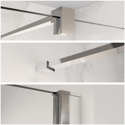 FugaFlow Eccelente Vetro profielset 200cm + stabilisatiestang 120cm chroom -