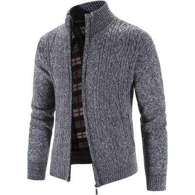 Herenmodejas Winter Warme gebreide trui Jas Casual staande kraag Cardigan Jas Buitenjas M donkergrijze kleur