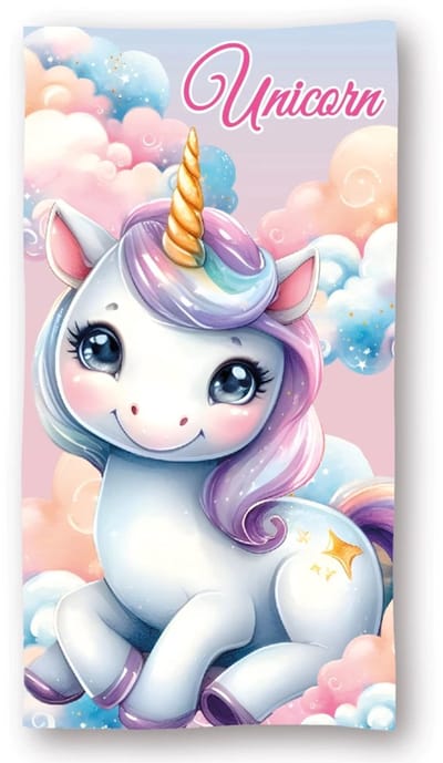 Eenhoorn/Unicorn strand/badlaken - 70 x 140 cm - katoen - voor kinderen