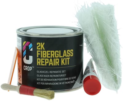 CROP Glasvezel Reparatieset - Met Polyester Plamuur 2K - 125 ml - Polyester hars Vulmiddel voor Auto - Autoplamuur met Verharder