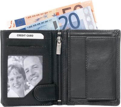 LeonDesign - Portemonnee - Portefeuille - Zwart - Leer - Compact - 10 Pasjes