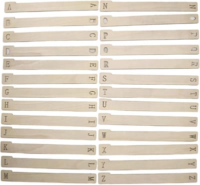 Platenverdelers Hout - Album Organizers - Collectie Sorteren - 26 Alfabet Tabs - 36 x 5 cm - Houtkleur