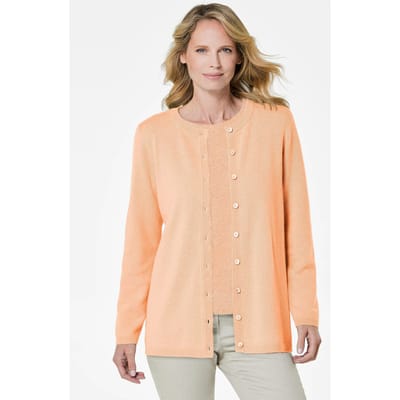 Tricot jasje van kasjmier met ronde hals - perzik - Gr. 46 van Goldner Fashion