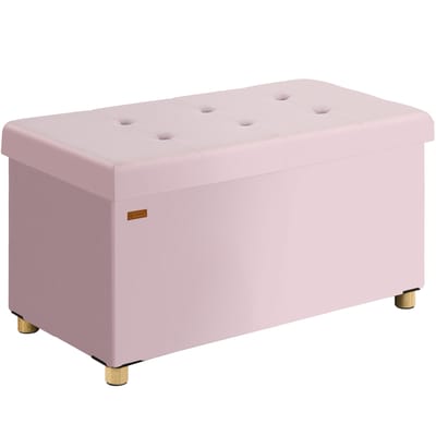 Casaria Opbergbank - Opbergruimte 76x38x42cm Opvouwbaar Fluweel - Roze