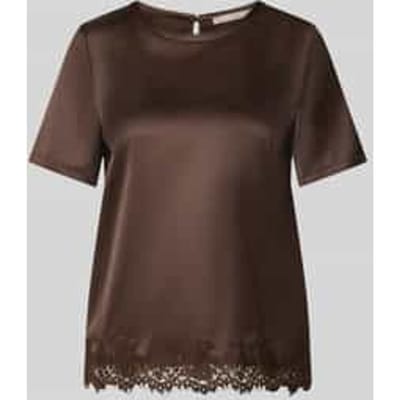 Regular fit blouse van satijn met kant