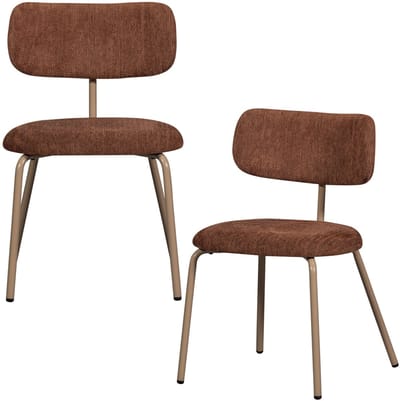 WOOOD Travis Eetkamerstoelen - Polyester - Bruin - Set van 2