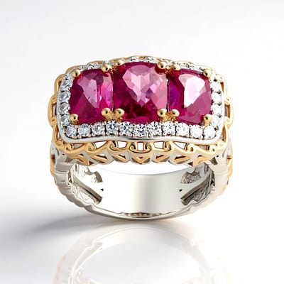 Cavill - Zilveren Ring - 925 Sterling Zilver met Palladium - 3,24 ct Rozetopaas & 0,54 ct Zirkonen - Antiek Schaakbord Trapezium - Dames