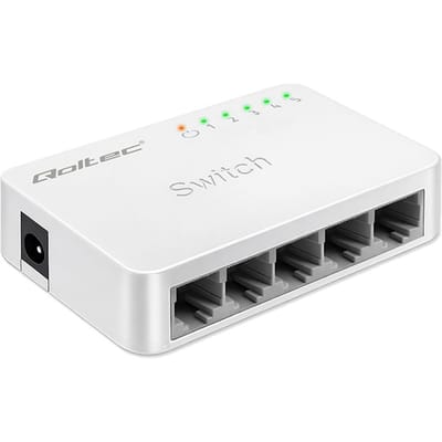 Qoltec SWITCH Netwerkswitch 5 x RJ45-poort |   1000 Mbps |   Fast Ethernet |   LAN