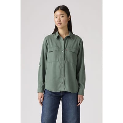 Levi's Doreen Utility Shirt Maat: XS | Longsleeves Outlet | Dames | Groen