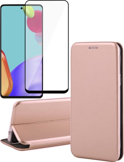 Hoesje geschikt voor Samsung Galaxy A52 - Portemonnee Book Case - Roségoud - Met Full Screenprotector